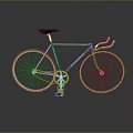 Vintage Blue Bicycle with Black Seat White Handlebars Brown Rims on Black Background with Reflection