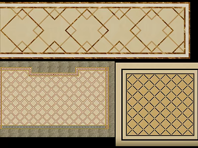 Traditional Floor Design With Geometric Patterns And Border Accents In Neutral Tones 3d model