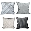 Textured Decorative Throw Pillows With Woven Stripes Geometric Patterns And Neutral Color Tones