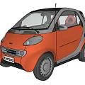 Orange Small Two Seater Car With Silver Accents And Unique Wheel Design