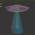 Silver UFO Floating In Dark Space With Bright Blue Light Beams Below 3d model