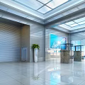 Modern Hotel Lobby Interior With Glass Ceiling Marble Floor And Green Plants