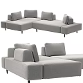 Modern Light Gray Double Sofa With Soft Cushions And Armrest Design 3d model