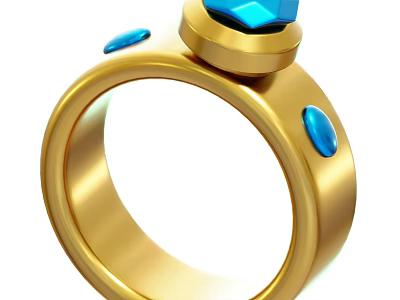 Stylish Gold Ring With Blue Gemstones For Daily Life Accessories 3d model