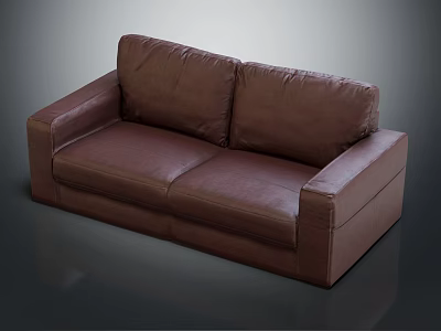 Modern Brown Leather Two Seater Sofa With Comfortable And Stylish Design Look 3d model