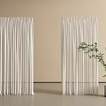 Elegant White Floor Length Curtains In Minimalist Room With Green Plant