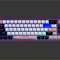 Modern Custom Color Keyboard With Purple Pink White Gray Accents And Blue Backlight