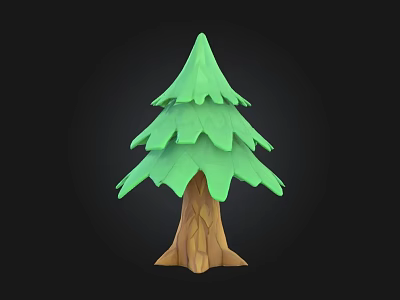 Green Layered Canopy Tree with Brown Trunk in 3D Model Design 3d model