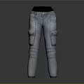Blue Workwear Jeans With Multiple Cargo Pockets And Slim Fit Design