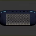 Portable Blue Bluetooth Speaker Featuring Mesh Front Panel Control Buttons And Blue LED Light Strip