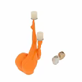 Decorative Ornament Set With Orange Human Shaped Sculpture And White Gold Candle Holders