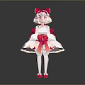 Cute Game And Movie Character With Pink Cat Ears White Pink Outfit And Bowknots