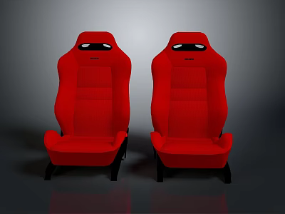 Premium Red Sporty Car Seats Pair For Automotive Racing Interior 3d model