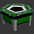Green and Black Octagonal Computer Control Console with Central Display Screen and Surrounding Control Buttons 3d model