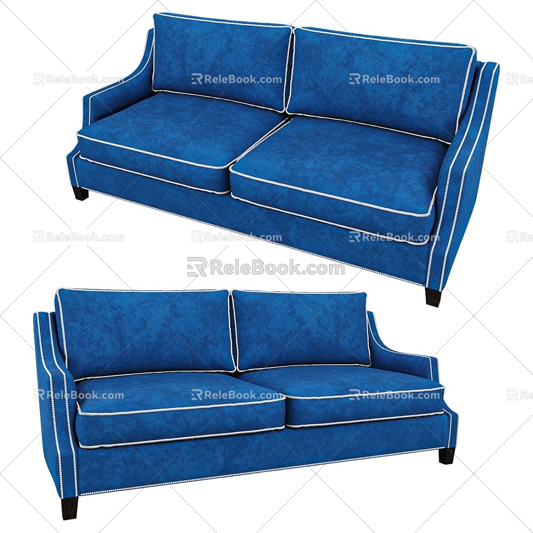 American blue sofa 3d model