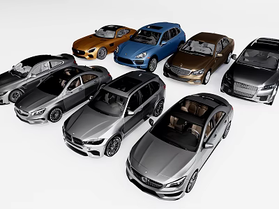 Collection of Various Colored Cars With Different Models Including Sedans And SUVs 3d model