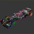 Black And Teal Formula 1 Racing Car With Aerodynamic Design And Sponsor Logos