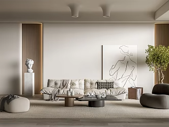 Quiet living room living room sofa tea table combination 3d model