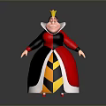 Cartoon Red Queen Character With Red And Black Outfit And Golden Crown
