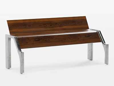 Sturdy Modern Outdoor Bench With Wooden Seat And Metal Legs Design 3d model