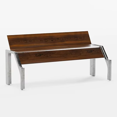 Sturdy Modern Outdoor Bench With Wooden Seat And Metal Legs Design 3d model