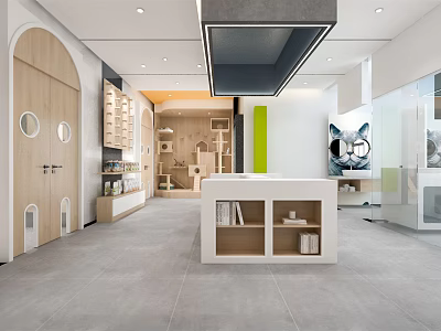 Modern Shopping Mall Retail Store Interior With Open Layout Display Shelves And Glass Partitions 3d model