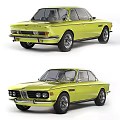 Yellow Retro Classic BMW Coupe With Vintage Design And Sporty Look