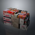 Stacked Assorted Branded Food Packages With Apples Jaffas Kool Labels