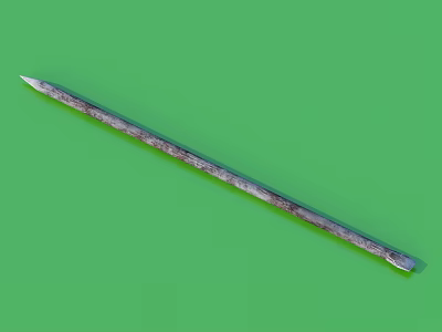 Long Metal Hardware Tool Nail With Sharp Tip On Green Background 3d model