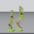 Decorative DP Device with Green Structure Pink Flowers and Leaves for