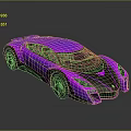 Futuristic Purple Sports Car With Sleek Body And Reflective Surface Design Elements