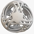 Modern Abstract Orange Ornamental Decor Piece With Circular Ring Design And Smooth Shiny Surface