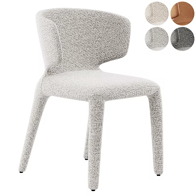 Modern Gray Textured Fabric Dining Chair With Slim Legs And Color Options 3d model