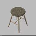 Modern Single Chair With Round Woven Cushion And Light Wooden Cross Legs