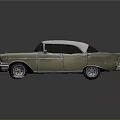 Vintage Classic Car With Golden Body White Roof And Reflective Surface Design