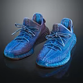 Blue Knit Sports Sneakers With Blue Laces Modern Design And Transparent Blue Sole