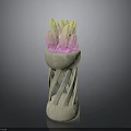 Stone Base Decorative Structure With Colorful Yellow Pink Gradient Crystal Like Top