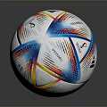 Vibrant White Soccer Ball With Blue Red Yellow Geometric Patterns And Brand Logo