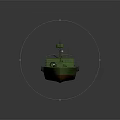 Green Military Ship With US Flag Lifebuoy And Number 135