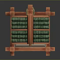 Traditional Wooden Well Model With Green Tiled Roof And Hanging Bucket