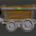 Vintage Wooden Mine Train Cart With Metal Frame And Large Wheels