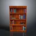 Classic Wooden Bookcase With Multiple Shelves Holding Colorful Books And Decorative Items