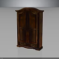 Classic Dark Wooden Wardrobe Furniture With Double Doors And Bottom Drawers Design