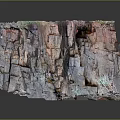 3D Textured Landscape of Colorful Rocky Terrain With Pink Gray Blue Hues and Green Accents