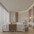 Clean Bright Beauty Salon Interior With White Sofas Beauty Product Shelves And Tall Lamp