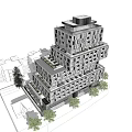 Modern Stacked Office Building With Multiple Windows And Surrounding Trees