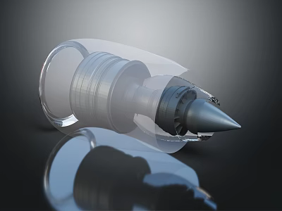 3D Rendered Mechanical Turbine Component with Transparent Casing and Detailed Internal Structure 3d model