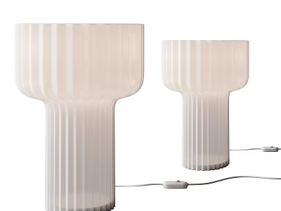 Pair Of Modern White Ribbed Table Lamps With Textured Design For Home Decor 3d model