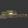 Modern Natural Landscape Design Featuring Rocks Green Plants Moss And Wooden Planks