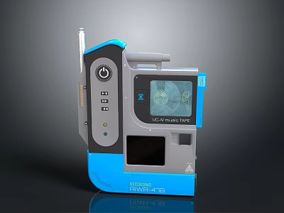 Blue And Gray Electronic Device With Digital Screen And Control Panel 3d model